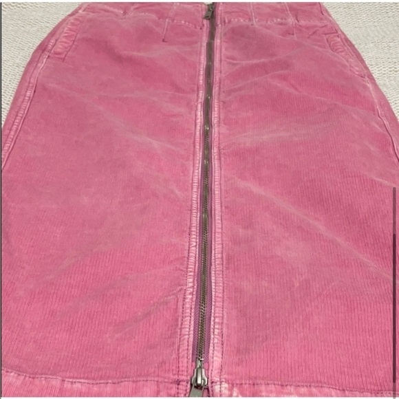 Free People I want it All Micro Corduroy Pink Midi Pencil Skirt W Zipper Front - Picture 4 of 6